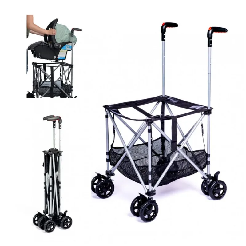 Carrinho Universal Strolyy Preto Compatível com Todas Cadeirinhas Bebê 4,3 kg Ultra Leve