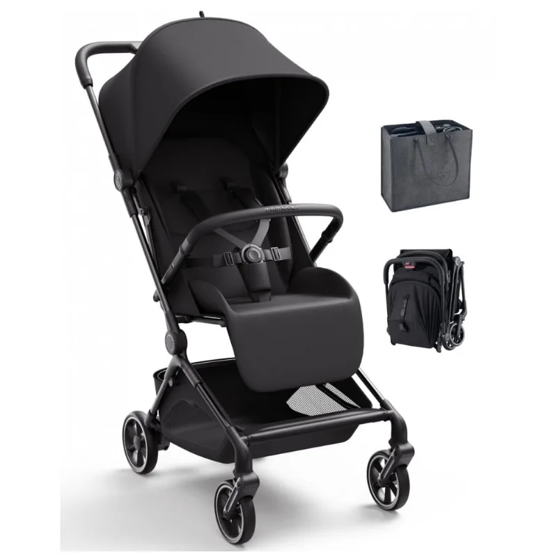 Carrinho de Bebê Momcozy TuckGo Compacto Preto Ultra Leve Para Viagem 6 Meses a 22,7 kg