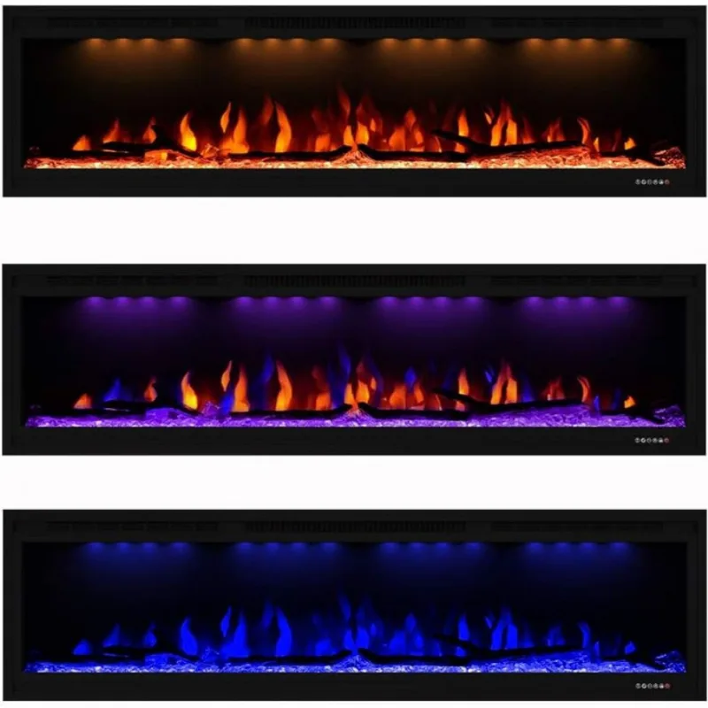 Lareira Eletrica De Embutir A43x152l Com Controle Remoto E Temporizador, 110v, Masarflame, Preta
