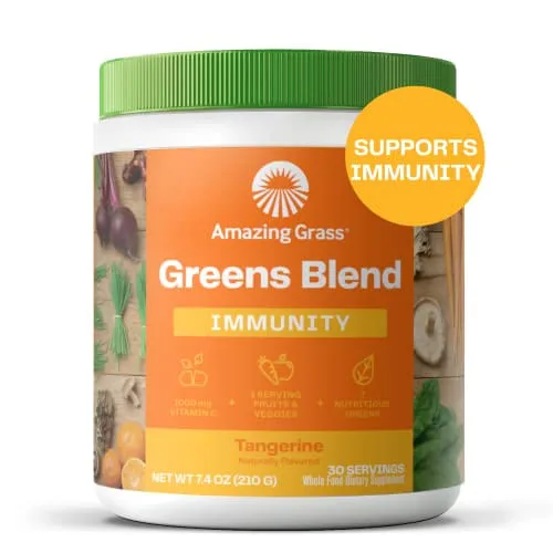 Incrível Grama Verdes Misturam Imunidade: Super Greens Em Pó Com Vitamina C, Cordyceps, Pó De Raiz De Beterraba &amp; Cogumelos Reishi, Tange - Não Informado