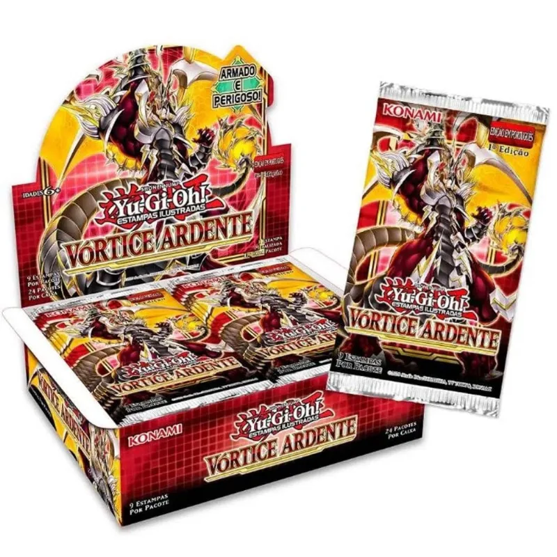 Jogo de Cartas e Baralho Vórtice Ardente 216 cartas Konami Yu-Gi-Oh Booster Box Yu-Gi-Oh! Vórtice Ardente