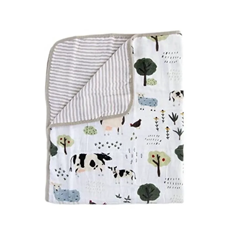Cobertor de bebê de muslin de algodão orgânico (Fazenda familiar)