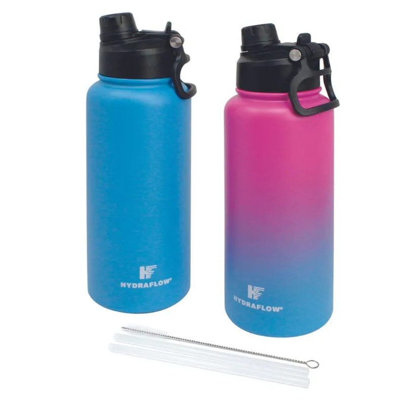 Conjunto de Garrafa Térmica Hydraflow Azul e Degradê 2 Unidades 1l Cada