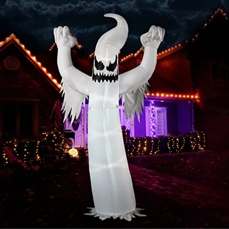 Joiedomi 12 Pés Alto Halloween Inflável Assustador Fantasma Assustador Decoração de Quintal Inflável Com LEDs Build-in Explodir Infláveis para Festa de Halloween Interior, Exterior, Quintal, Jardim, D