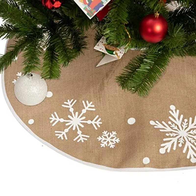 Saia de árvore de Natal com flocos de neve, decoração de saia de árvore rústica de 36 para decorações sazonais de natal natal