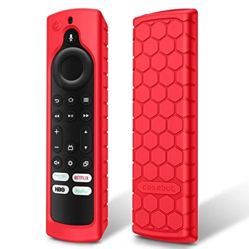 Fintie Silicone Case para Amazon Hisense/Toshiba/Insignia/Pioneer/Fire TV 4-Series/Fire TV Omni (qled) Série TV Remote - Anti Slip Capa à prova de choque para Fire TV Alexa Voice Remote, Vermelho