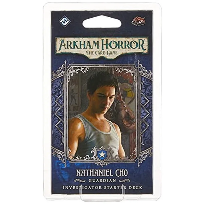 Arkham Horror The Card Game Nathaniel Cho Starter Deck do Jogo de Terror Jogo misterioso de Jogos de Cartas Cooperativas Idade 14 + 1-2 Jogadores Tempo médio de jogo de 1-2 horas Feito por Fantasy Fli