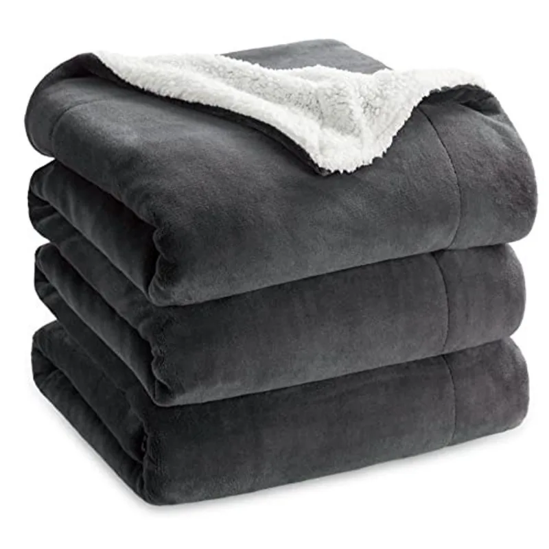 Cobertores de cama de lã Sherpa Bedsure Queen Size - cinza escuro grosso felpudo quente macio cobertor queen grande para cama, 90 x 90 polegadas