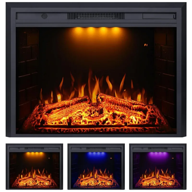 Lareira Elétrica De Embutir A62x83l Com Controle Remoto, 1500w, 110v, Valuxhome Vef30t, Preto