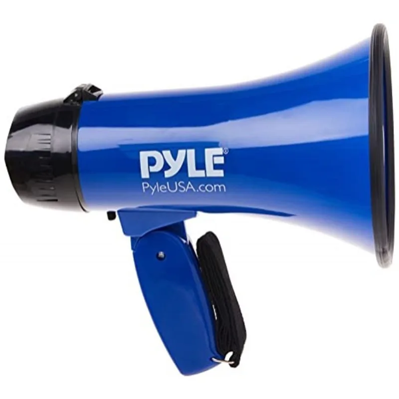 Pyle PMP21BL Porta-voz portátil Megaphone Siren Bullhorn - Compacto e Bateria Operado com 20 Watts De Potência, Microfone, 2 Modos, Som pa e Alça Dobrável para Líderes de Torcida e Uso da Polícia, Azu