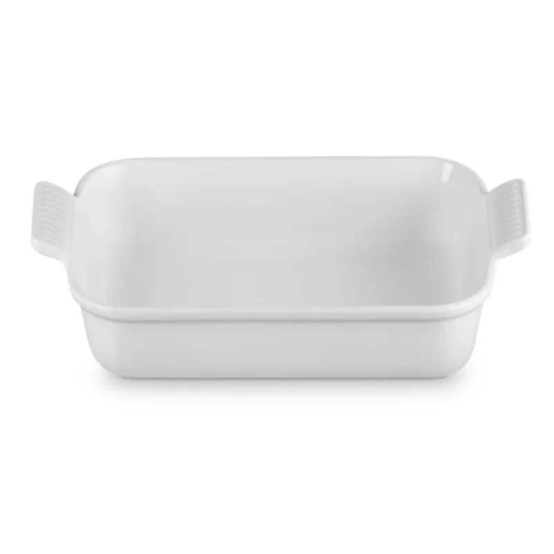 TRAVESSA LE CREUSET HERITAGE RETANGULAR 26CM EM CERÂMICA BRANCO COTTON 71102264310001 - Le creuset