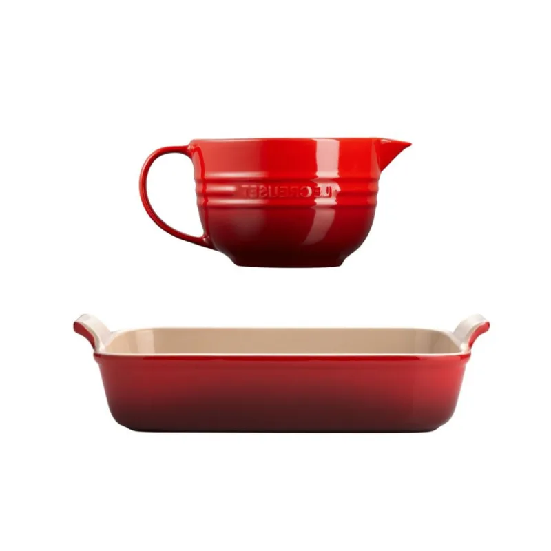 KIT LE CREUSET BOWL DE PREPARO 2L E TRAVESSA RETANGULAR HERITAGE 32CM - Le creuset