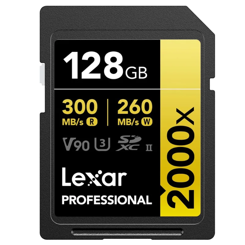 Cartão sdxc 128Gb Lexar Gold 8K 2000x 300Mb/s uhs-ii / V90 / U3 / Classe 10
