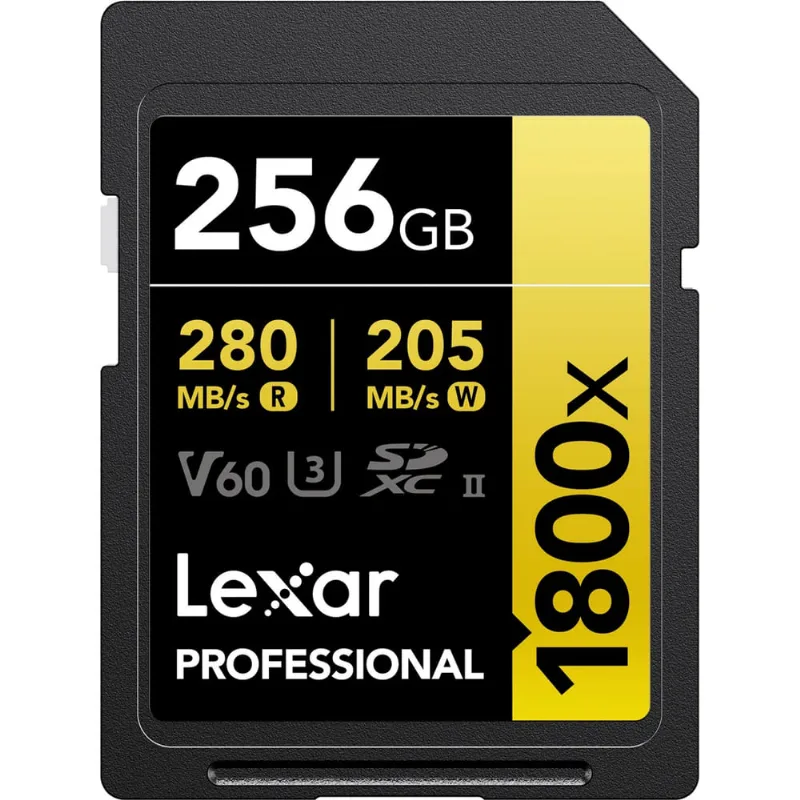 Cartão sdxc 256Gb Lexar Gold 4K 1800x 280Mb/s uhs-ii / V60 / U3 / Classe 10