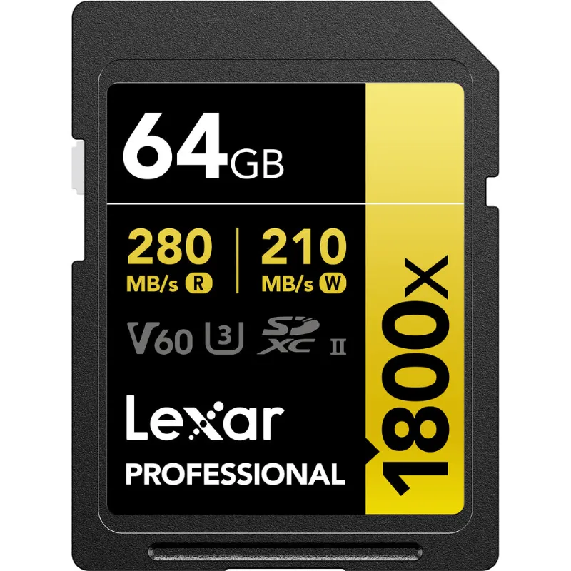 Cartão Sdxc 64gb Lexar Gold 4k 1800x 280mb/s Uhs-ii / V60 / U3 / Classe 10