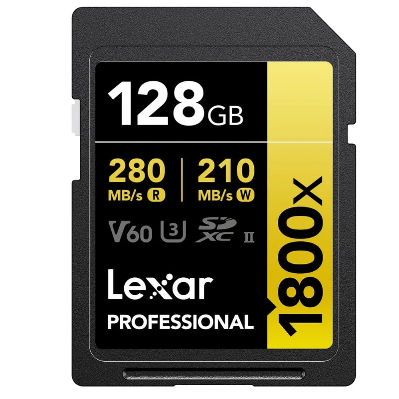 Cartão sdxc 128Gb Lexar Gold 4K 1800x 280Mb/s uhs-ii / V60 / U3 / Classe 10