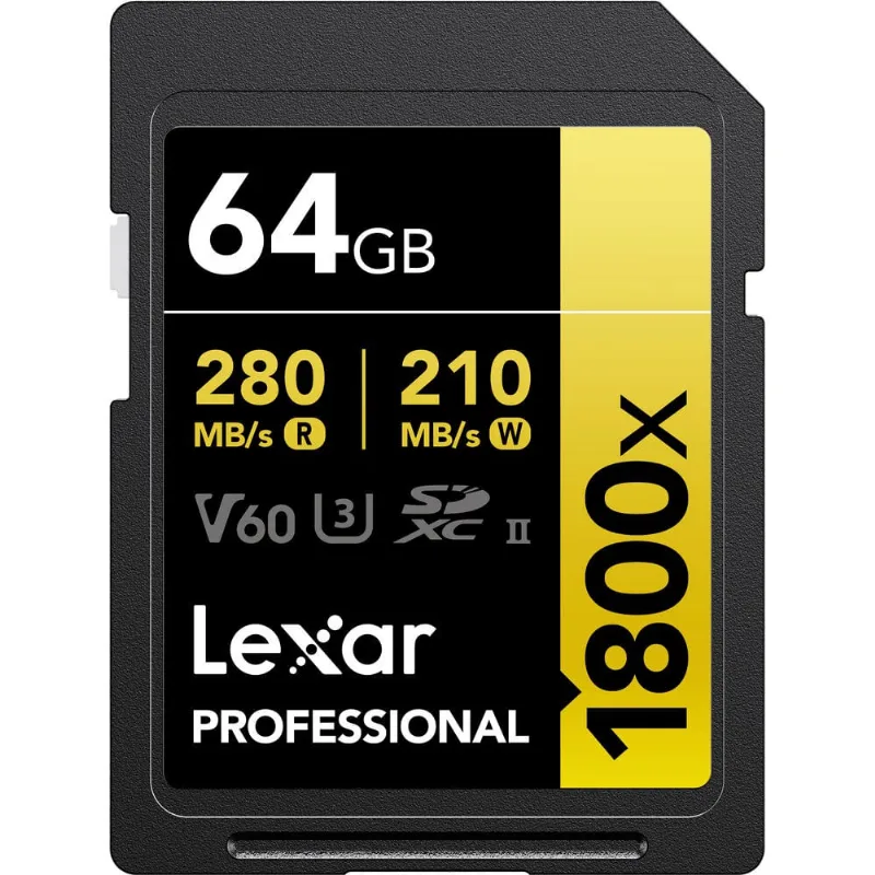 Cartão sdxc 64Gb Lexar Gold 4K 1800x 280Mb/s uhs-ii / V60 / U3 / Classe 10