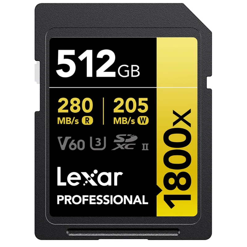 Cartão sdxc 512Gb Lexar Gold 4K 1800x 280Mb/s uhs-ii / V60 / U3 / Classe 10