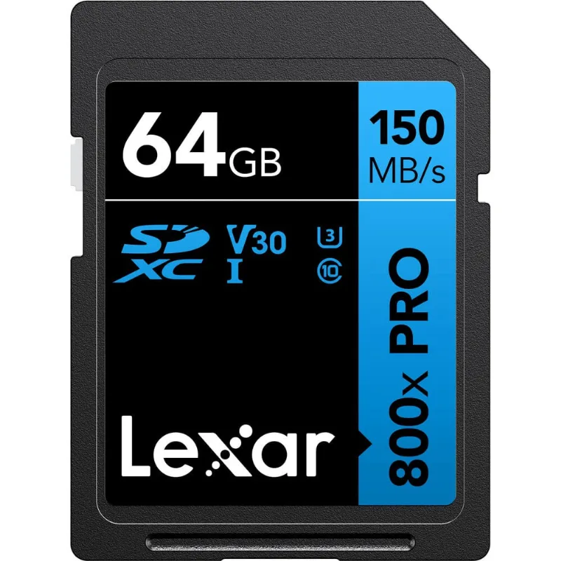 Cartão sdxc 64Gb Lexar Blue 800x Pro 150Mb/s uhs-i / V30 / U3