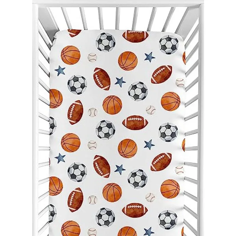 Lençol de berço com tema esportivo Sweet Jojo Designs para m