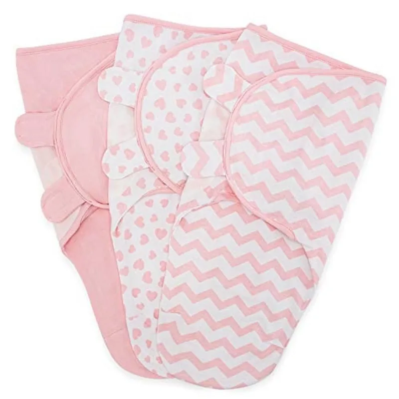 Swaddle Cobertor Baby Girl Boy Fácil Ajustável 3 Pacote Bebê Saco de Sono Embrulha Bebês Recém-Nascidos por Filhotes Confortáveis (Grande 3-6 Meses, Rosa)
