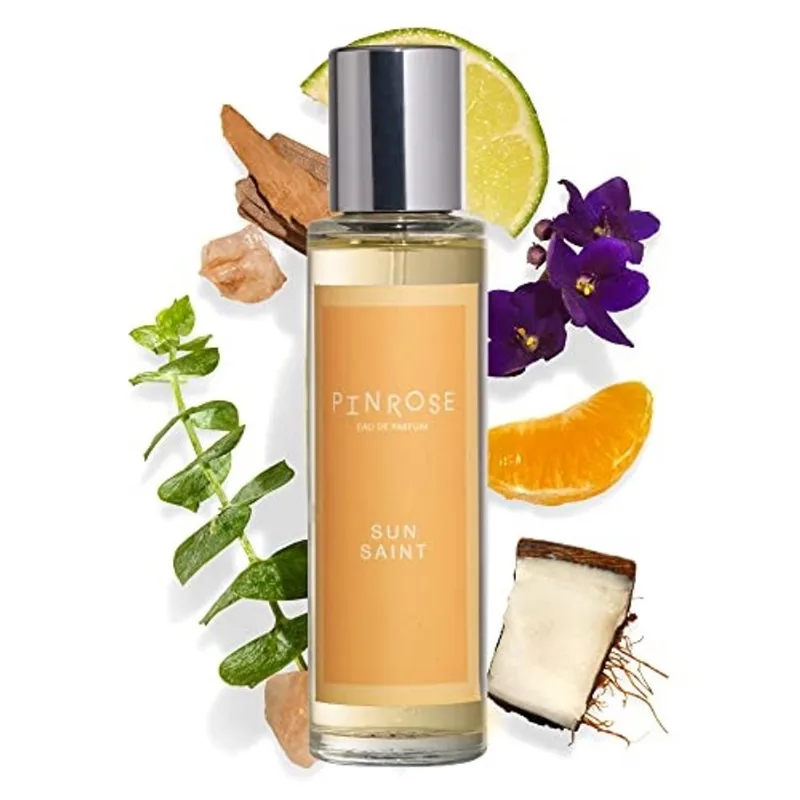Pinrose Perfumes Sun Saint - Eau de Parfum Fragrance Spray for Women - Aroma Limpo, Vegano, Livre de Crueldade e Hipoalergênico com Óleos Essenciais - Notas de Cal, Sal Marinho, Madeira de Coco Aqueci