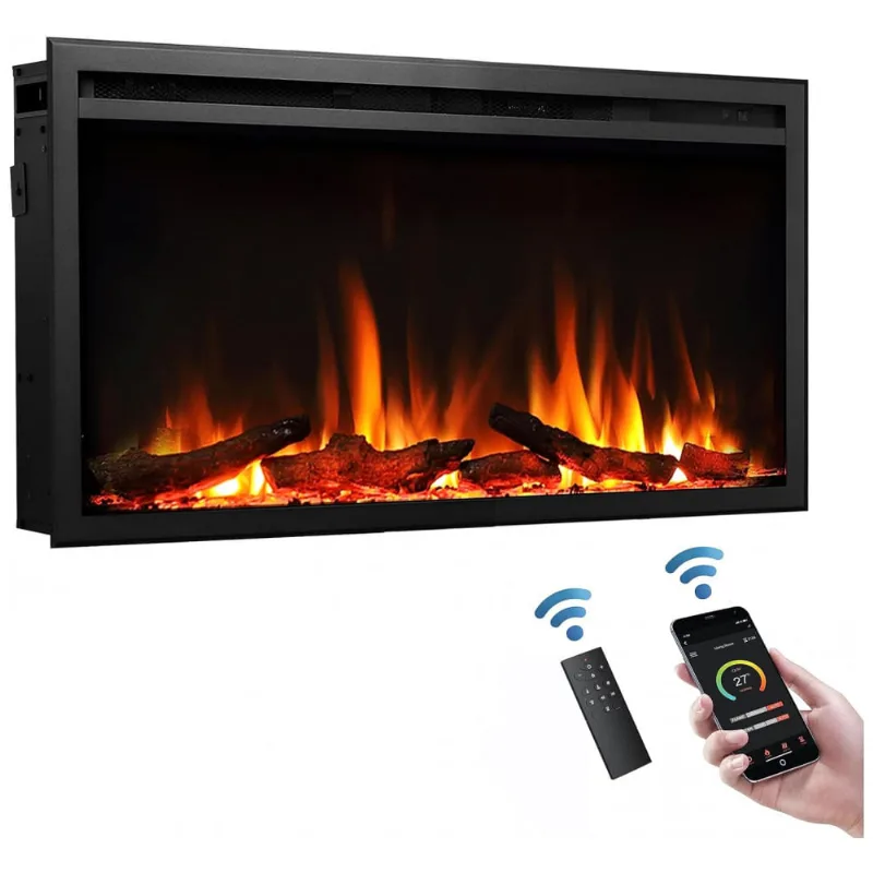 Lareira Eletrica De Embutir A45x83l Com Controle Remoto, 110v 1500w, Legendflame, Preta