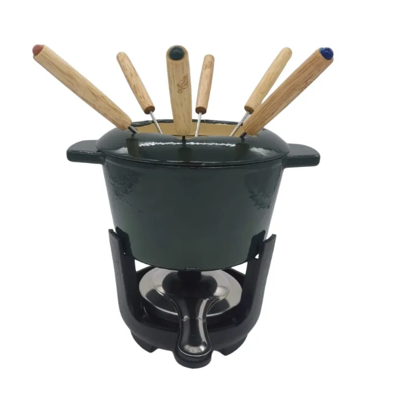 Conjunto Para Fondue de Ferro Fundido Esmaltado Esmaltado