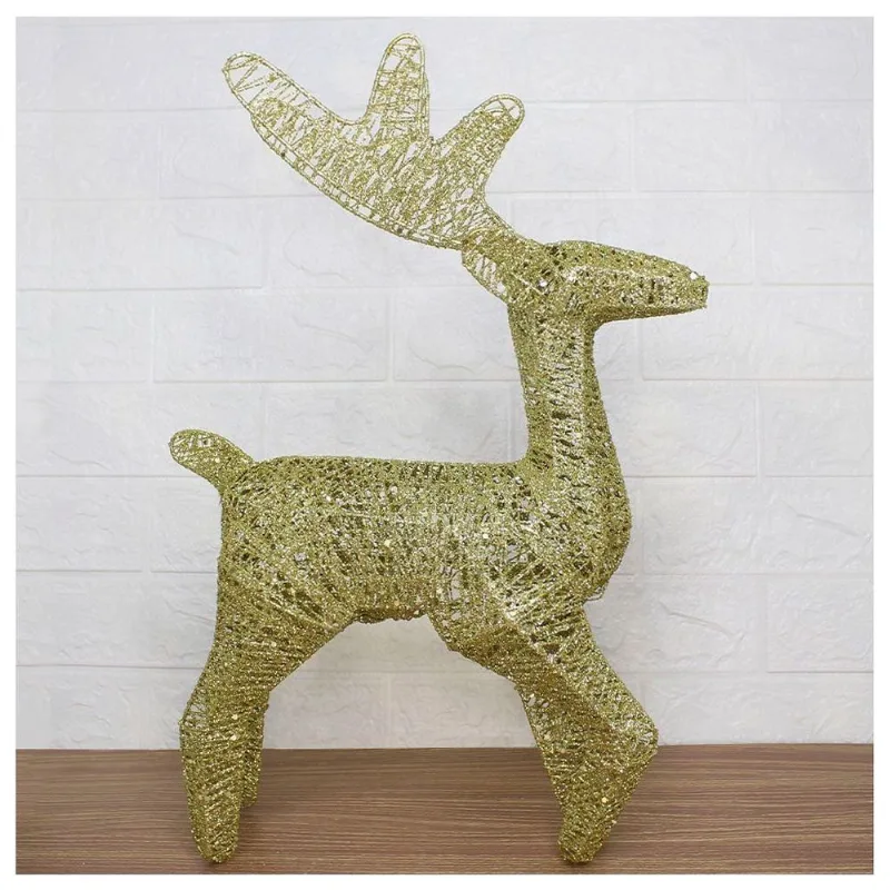 Boneco Natal Rena Natalina Em Arame Glitter 50cm