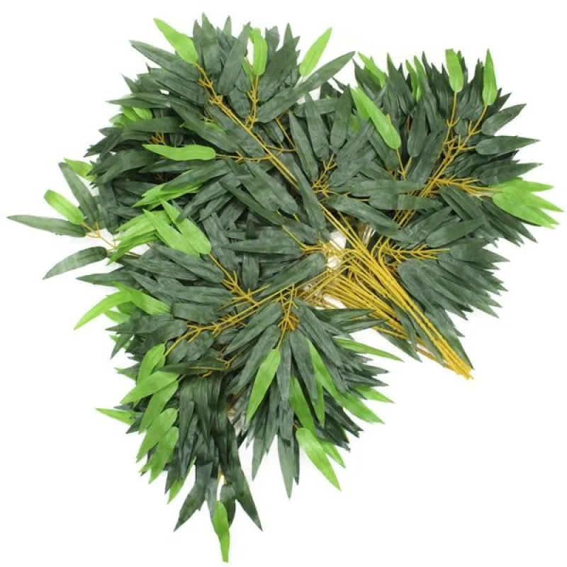 Ramo Decoração Arranjo Bambu Artificial Planta Decorativa Plástico 3 Galhos 57cm - Genérico