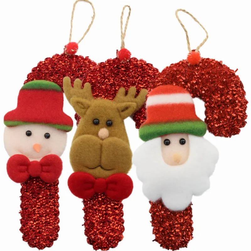 Kit 12 Enfeite Pendente De Natal Tecido 16cm Bengalas