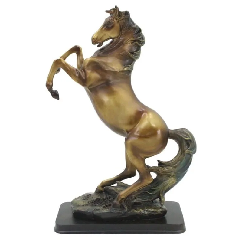 Decoração Escultura Estátua Cavalo Dourado Ornamento Estatueta Resina - Genérico