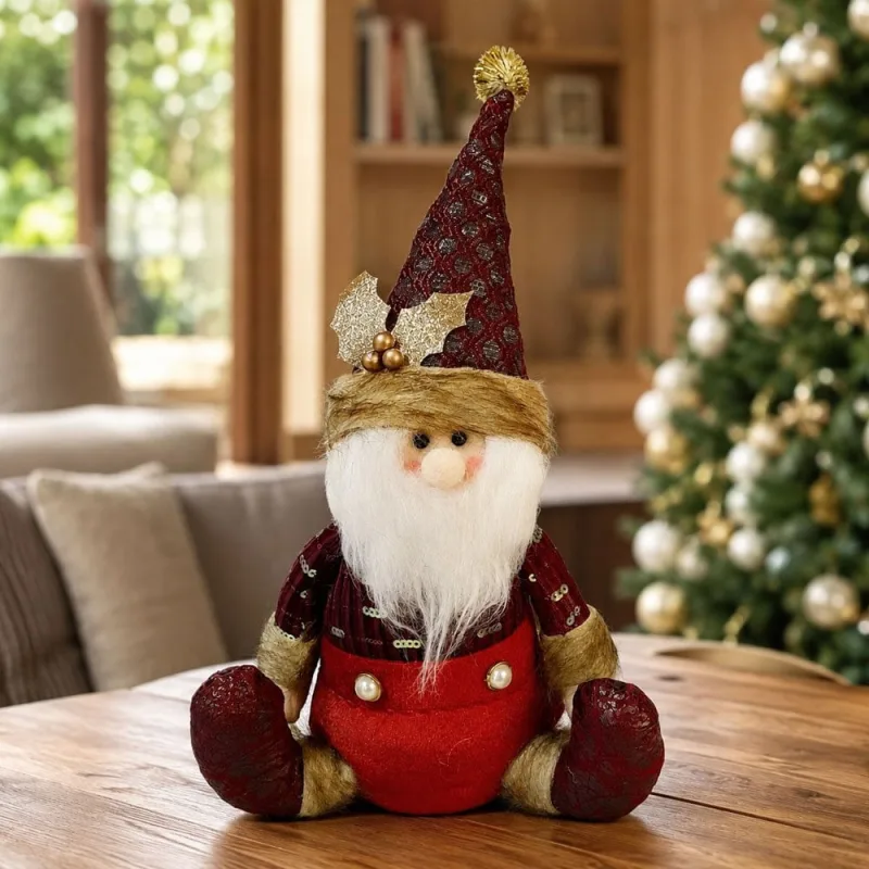 Boneco Papai Noel Sentado Decoração Enfeite Natalino De 40cm - Genérico