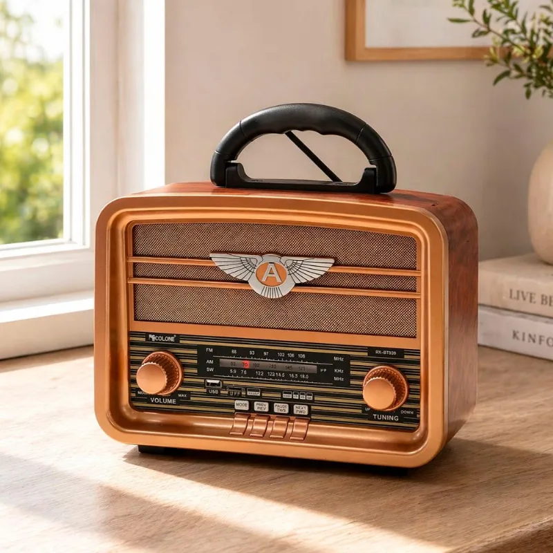 Rádio Portátil Caixa Som Bluetooth Vintage Bivolt E Bateria - Genérico