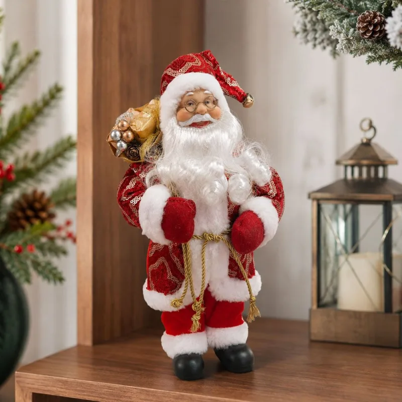 Boneco Papai Noel Tradicional Decoração Saco Presentes 30cm - Genérico