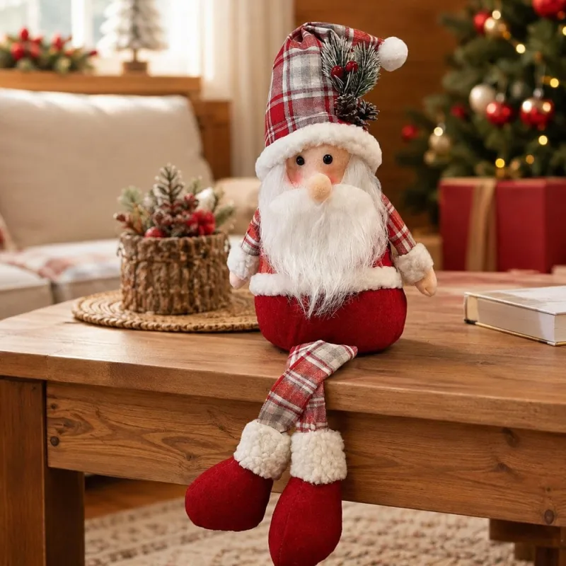 Boneco Papai Noel Sentado Pernas Mole Decoração Natal 50cm - Genérico
