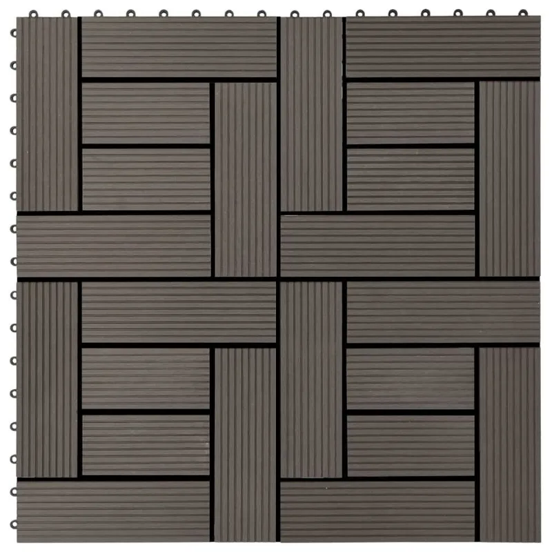 Telhas De Deck Vidaxl Wpc 11 Peças, 1 M², Resistentes À Água, Marrom Escuro