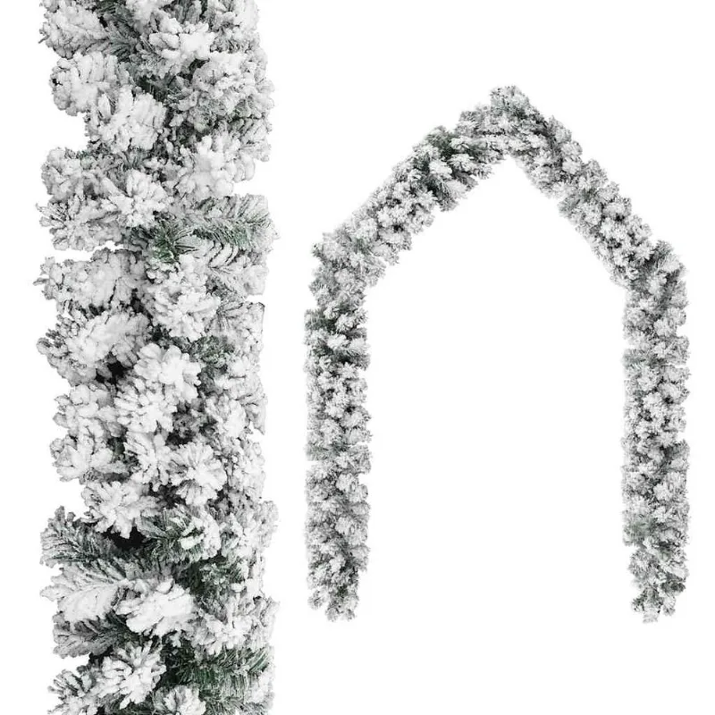 Guirlanda De Natal Vidaxl Em Pvc Verde Realista De 5 M Com Neve Flocada