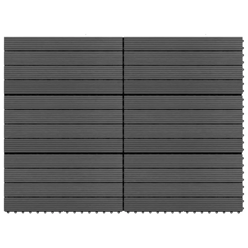 Decking Tiles Vidaxl Black Wpc, Conjunto De 6 Peças, 60x30cm, Fácil De Instalar