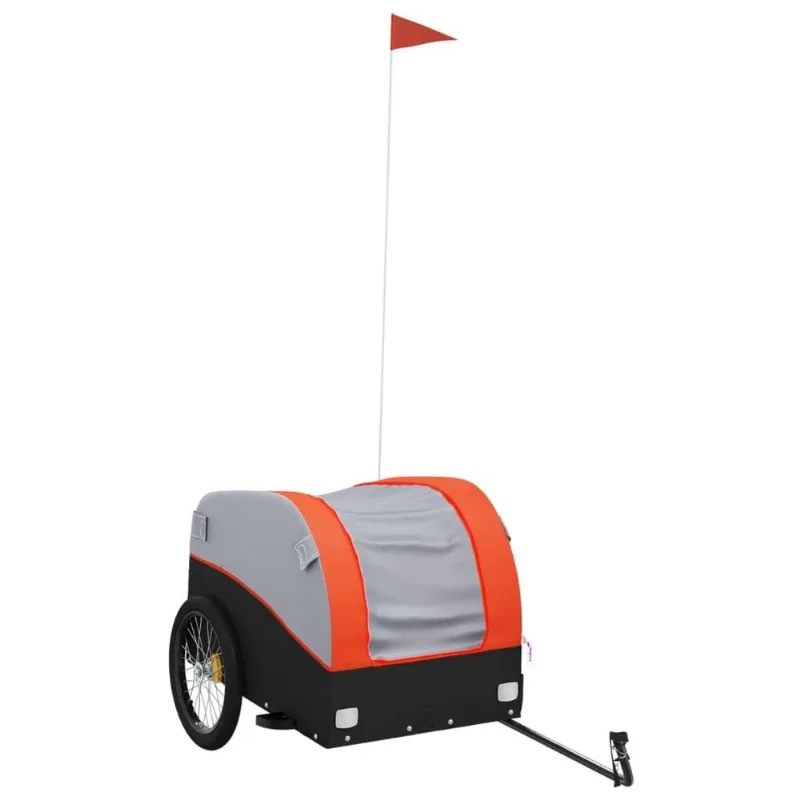 Remolque De Carga Para Bicicleta Vidaxl De Hierro Resistente Negro/naranja 45 Kg