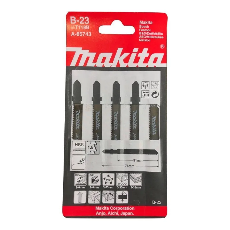 Jogo De Laminas De Serra Tico-tico Para Metais B23 Makita A-85743
