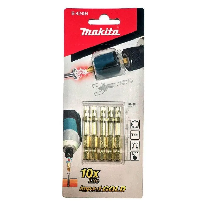 Jogo De Pontas Torx T25x50mm Impact Gold 5 Peças + Magnetizador Makita B-42494