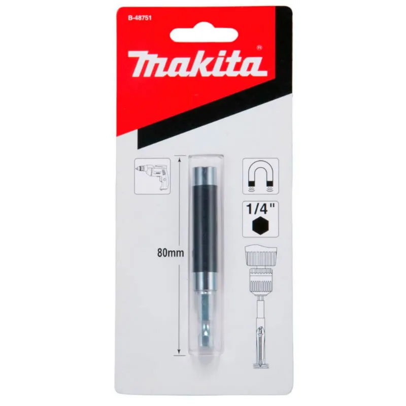 Porta Bits Magnético Sextavado 1/4" Makita Porta Bits Magnético Sextavado 1/4" 80mm Makita