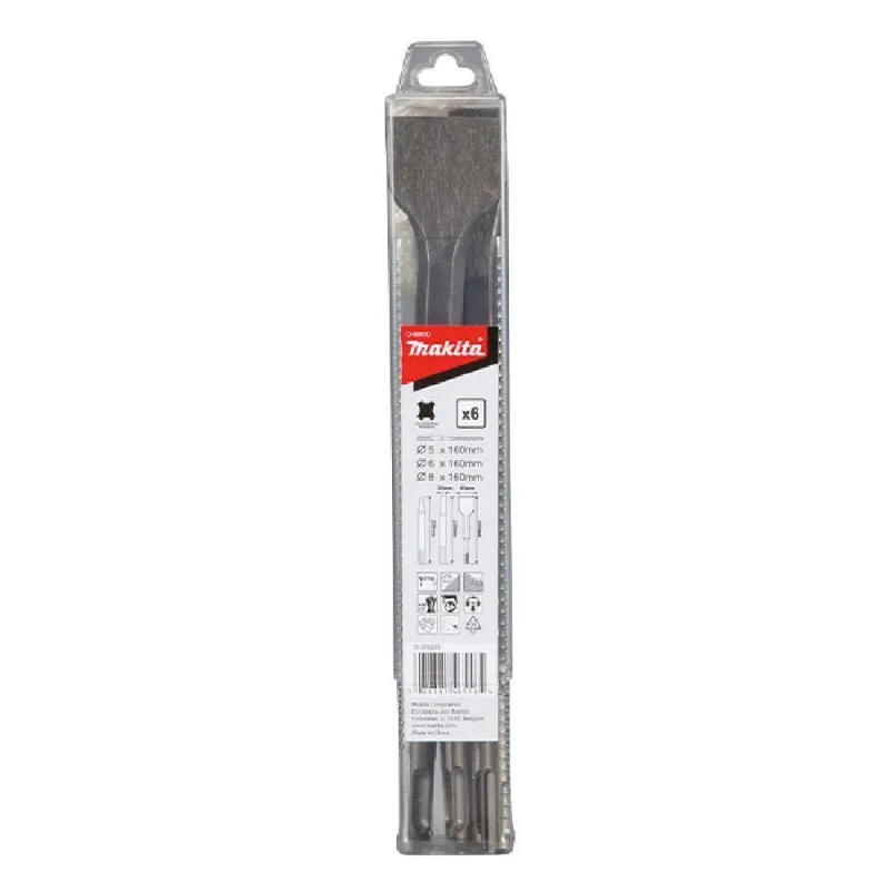 Kit Ponteiro Talhadeira E Brocas 5 A 8mm Sds Plus 6 Peças D-58920 Makita