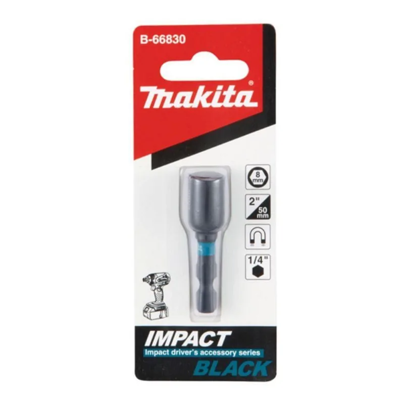 Ponta Canhão Magnética 8mm X 50mm Encaixe 1-4 Impact Black Makita B-66830