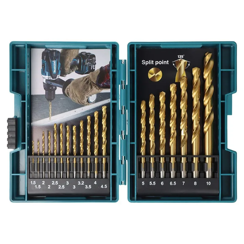 Jogo de Brocas para Metal HSS-TIN 19 Peças Makita B-67795 B-67795