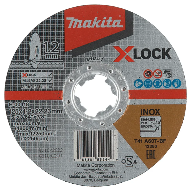 Disco de Corte para Metal 125x1.2x22.23mm X-lock Makita E-00418 E-00418
