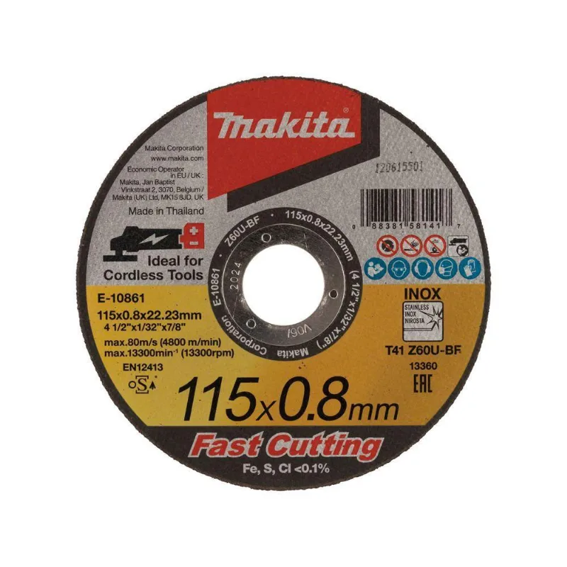 Disco De Corte 115x0.8x22mm Aço-inox Makita E-10861
