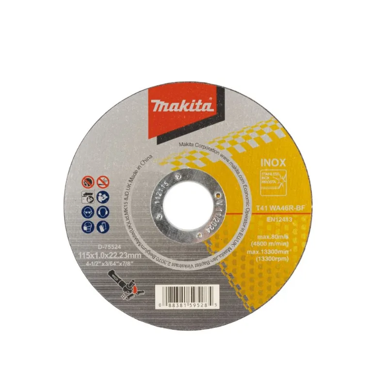 Disco de Corte para Aço Inox Makita Disco de Corte para Aço Inox 4.1/2" 115X1,0mm D-75524 Makita