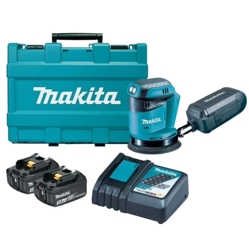 Lixadeira Roto Orbital 125mm Com Carregador E 2 Bateriais 18 Volts 3ah + Maleta - Dbo180rfe - Makita Makita